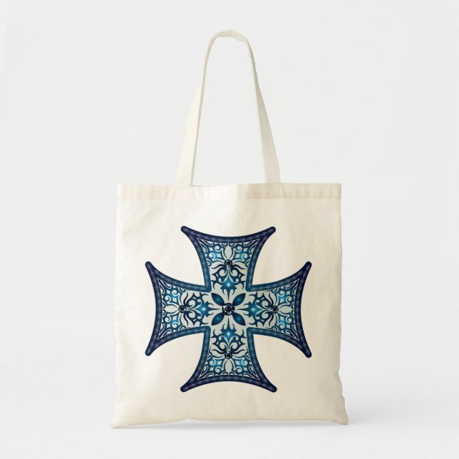 Bolsa Tote Cruz de Malta Azul (Frente)