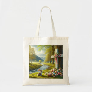 Bolsa Tote cruz de páscoa com coelho e ovos