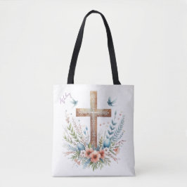 Bolsa Tote Cruz de Páscoa Personalizada em Aquarela