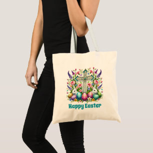 Bolsa Tote Cruz Feliz Páscoa Religiosa