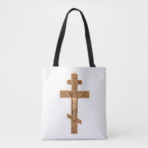 Bolsa Tote Cruz Ortodoxa de Ouro Elegante