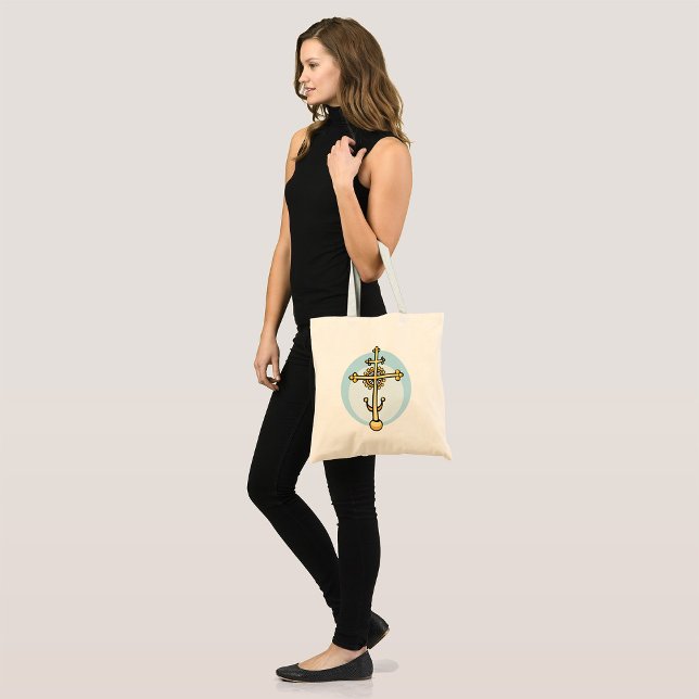 Bolsa Tote Cruz Ortodoxa Dourada Símbolo Religioso (Criador carregado)