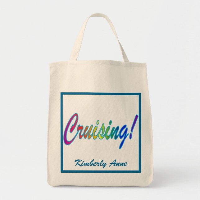 Bolsa Tote Cruzando a multicor Palavra Seu Nome (Frente)