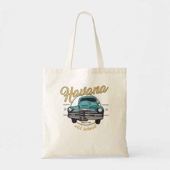 Bolsa Tote Cuba Havana Old Car Caribe Beach Viagem G (Frente)