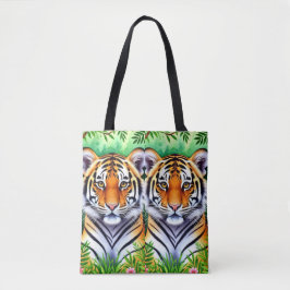Bolsa Tote Cubo de tigre botânico ousado