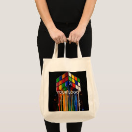Bolsa Tote Cubo Mágico Cromado Arco-Íris Derretendo