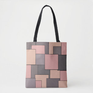 Bolsa Tote cubos cor-de-rosa e cinza