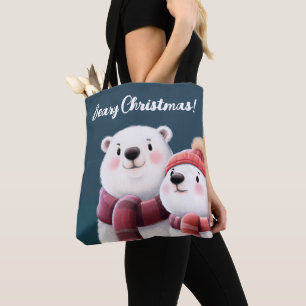 Bolsa Tote Cubos de Urso Polar Bonitos Vestindo Escarpas
