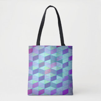 Bolsa Tote Cubos em Triângulos Padrão Geométrico