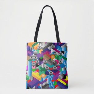 Bolsa Tote Cubos Isométricos 3D, Geométricos Sem Vista.