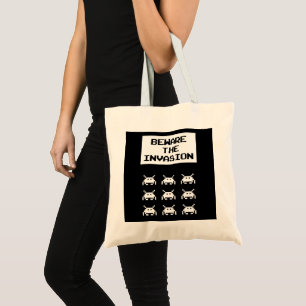 Bolsa Tote Cuidado com a invasão, geek design
