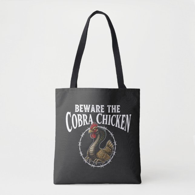 Bolsa Tote Cuidado com o Frango Cobra Meme Desi Sarcástico En (Frente)
