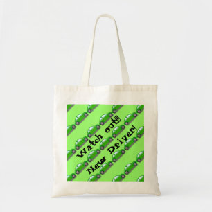 Bolsa Tote Cuidado! Novo driver! Saco de Toque do Carro Verde