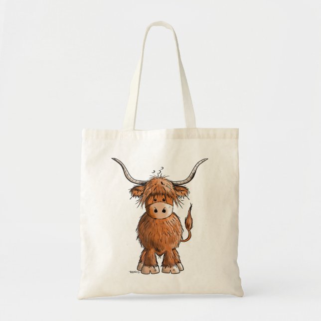 Bolsa Tote Cujo Leite Escocês Vaca De Terras Altas Para Mulhe (Frente)