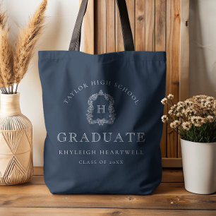 Bolsa Tote Cume Monograma Azul Marinho Branco Graduação