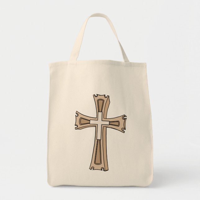 Bolsa Tote Cumeeira de Cruz Ornamentada (Frente)
