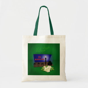 Bolsa Tote Cumprimento de Eid Mubarak 3D - saco