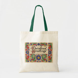 Bolsa Tote Cumprimentos do natal vintage com beira decorativa