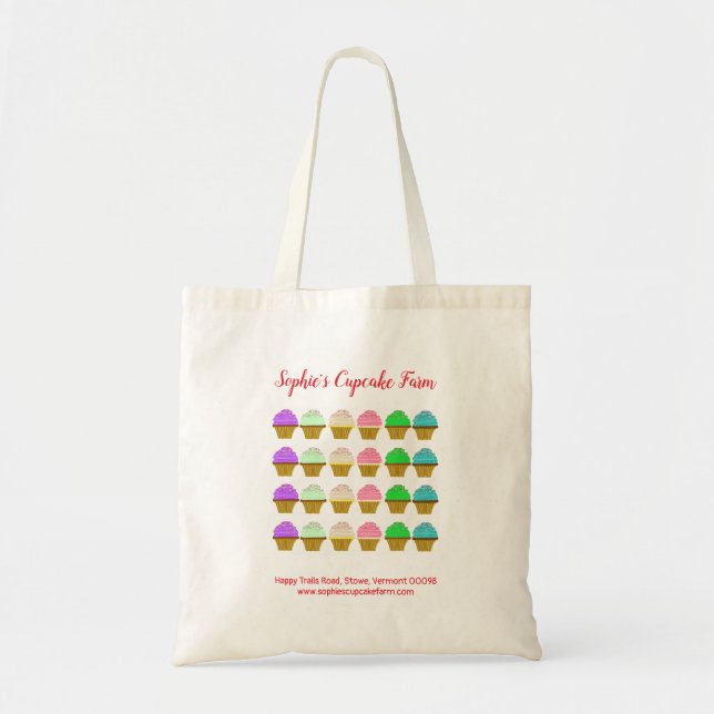 Bolsa Tote Cupcake Bakery Business Baker Personalizado (Frente)