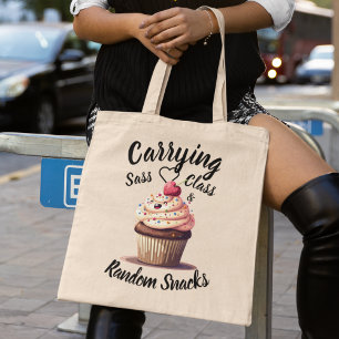 Bolsa Tote Cupcake bonito e etiqueta personalizável de tipogr