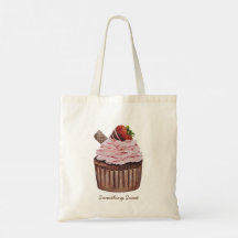 Cupcake De Morango Cujo Cama É Em Aquarela