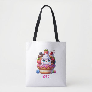 Bolsa Tote Cupcake de morango Kawaii Cute Personalizado