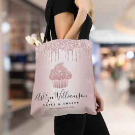 Bolsa Tote Cupcake de padaria Chef Rosa de cozinha Dourada Gl