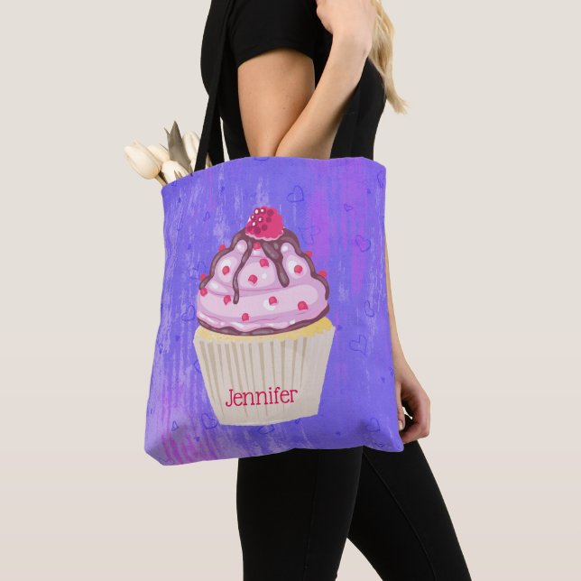 Bolsa Tote Cupcake doce com framboesa no topo (Close Up)