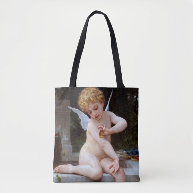 Bolsa Tote Cupido com borboleta, Bouguereau (Frente)
