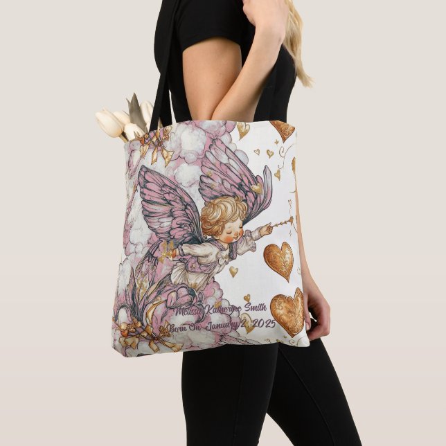 Bolsa Tote Cupido Em Nuvens Com Corações (Close Up)