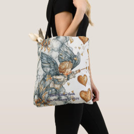 Bolsa Tote Cupido Em Nuvens E Corações