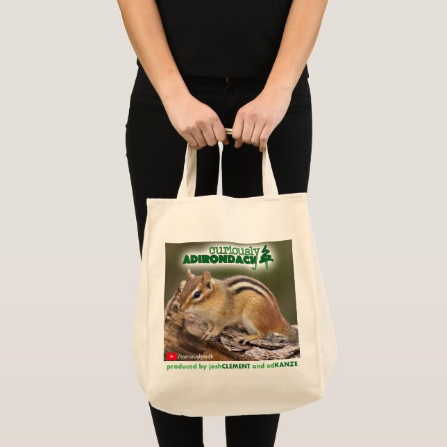 Bolsa Tote Curiosa sacola de Adirondack (Chipmunk) (Frente (produto))