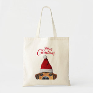 Bolsa Tote Curioso Cachorro Engraçado com Papai Noel
