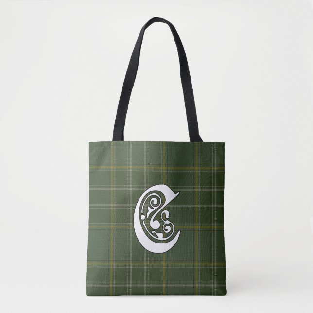 Bolsa Tote Currie Clan Tartan Monograma (Frente)
