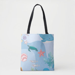 Bolsa Tote Curta Sob o tema "Amigos do Mar" debaixo da água