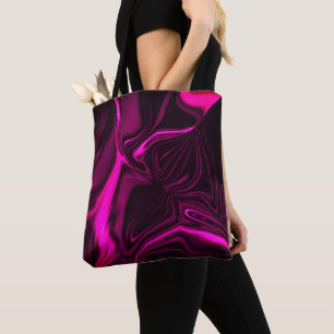 Bolsa Tote Curvas cor-de-rosa ou roxas sobre fundo roxo escur