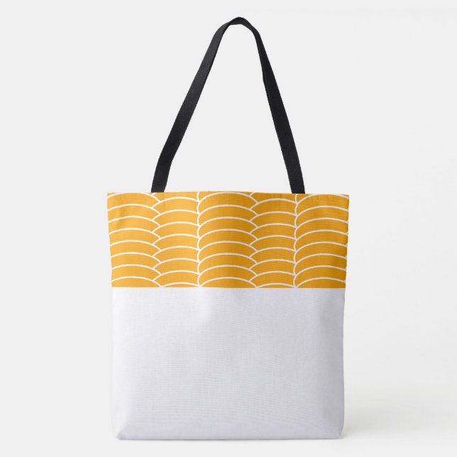 Bolsa Tote Curvas Laranja Azulejos Elegantes Bloco de Cor Bra (Frente)