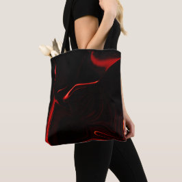 Bolsa Tote Curvas, ondulação no fundo preto vermelho.