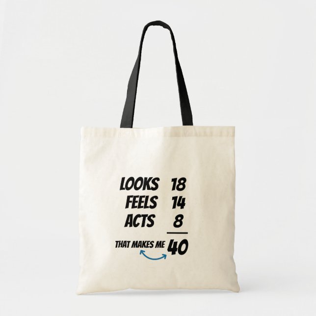 Bolsa Tote Custom Age Equation Funny Personalized Birthday  (Frente)