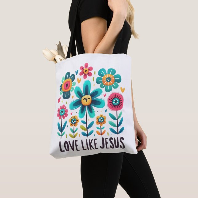 Bolsa Tote Custom Christian Love Like Jesus (Close Up)