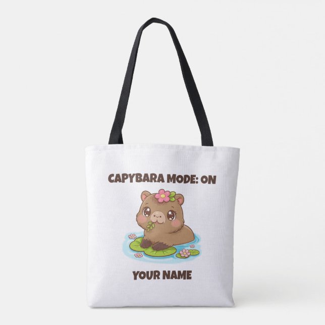 Bolsa Tote Custom Cute Kawaii Capybara Mode (Verso)