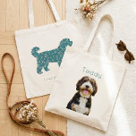 Bolsa Tote Custom Dog Photo & Name Personalized Doodle Mom<br><div class="desc">Celebrate the unbreakable bond with your furry best friend using this charming two-sided tote bag. The front showcases your favorite custom dog photo and name, while the back features a stylish teal Doodle silhouette for a modern, heartfelt touch. To achieve the professional, clean-cut look seen in our sample, simply select...</div>