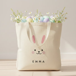 Bolsa Tote Custom Easter Bunny Face Personalized Name