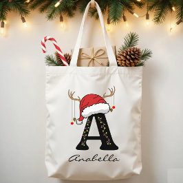 Bolsa Tote Custom Family Monogram Christmas Tote Bag for Her