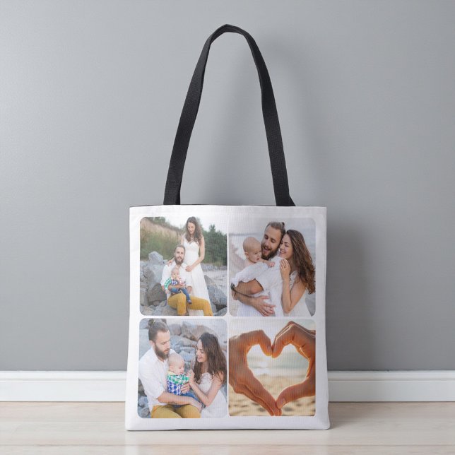 Bolsa Tote Custom Five Photo Personalized Double Sided  (Criador carregado)