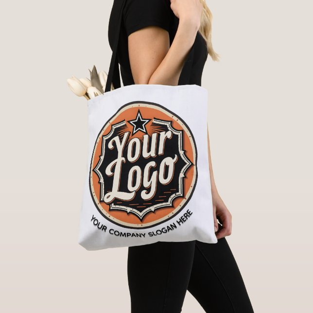 Bolsa Tote Custom Logo and Text Business (Close Up)