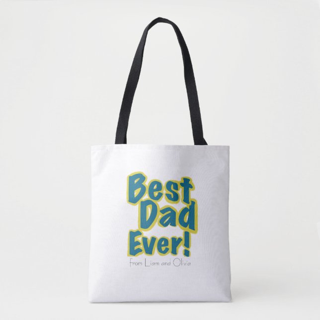 Bolsa Tote Custom Name Best Dad Ever (Frente)
