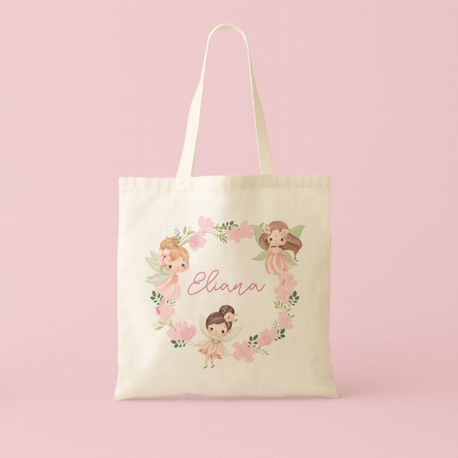 Bolsa Tote Custom Name Girls Personalised Fairy Tote Bag (Criador carregado)