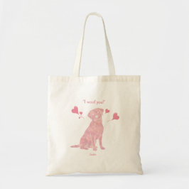Bolsa Tote Custom Name Pastel Pink Labrador Valentine