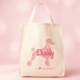 Bolsa Tote Custom Pastel Pink Poodle Silhouette tote bag